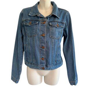 Forever 21 Jean Jacket Blue Women ButtonUp Classic Trucker Denim Pockets Medium